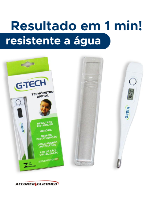 TERMOMETRO CLINICO DIGITAL G-TECH PONTA RIGIDA BRANCO